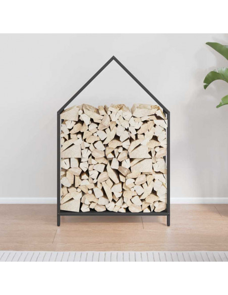 Rastrelliera per Legna da Ardere Nera 60x25x90 cm
