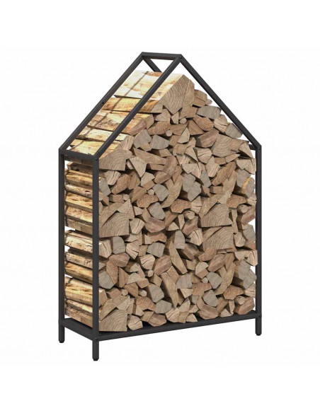 Rastrelliera per Legna da Ardere Nera 60x25x90 cm