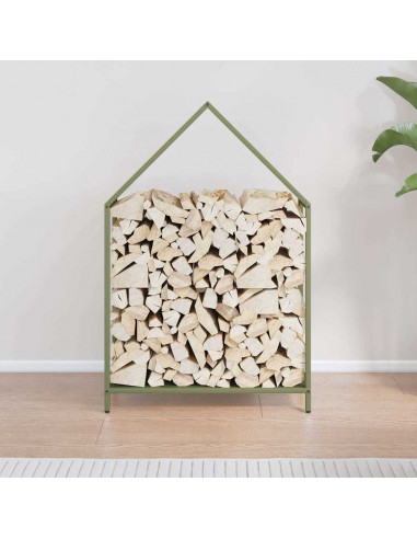 Rastrelliera per Legna da Ardere Verde Oliva 60x25x90 cm