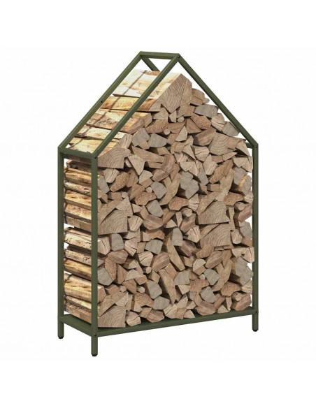 Rastrelliera per Legna da Ardere Verde Oliva 60x25x90 cm