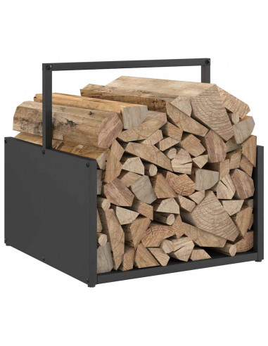 Rastrelliera per Legna da Ardere Nera 40x40x40 cm
