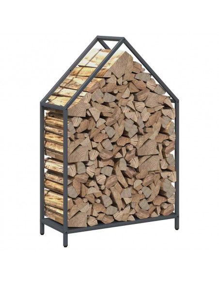 Rastrelliera per Legna da Ardere Antracite 60x25x90 cm