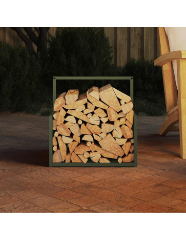 Rastrelliera per Legna da Ardere Verde Oliva 40x40x40 cm
