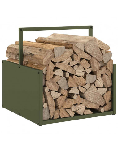 Rastrelliera per Legna da Ardere Verde Oliva 40x40x40 cm