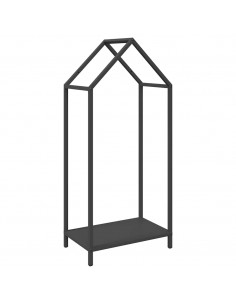 Rastrelliera per Legna da Ardere Nera 40x25x90 cm 2