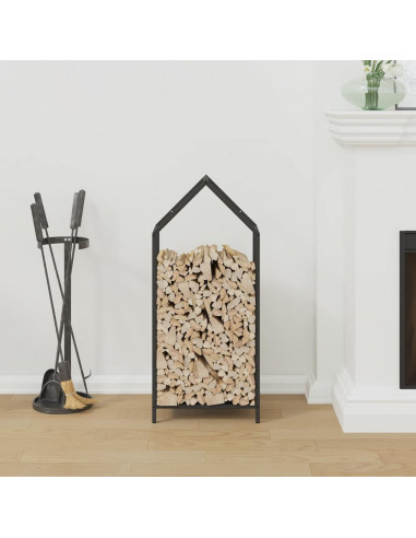 Rastrelliera per Legna da Ardere Nera 40x25x90 cm