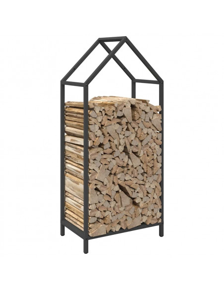Rastrelliera per Legna da Ardere Nera 40x25x90 cm