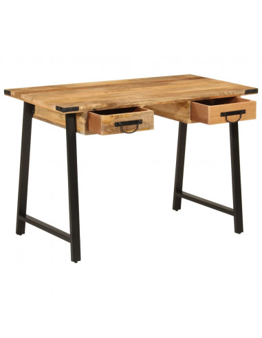 Scrivania con Cassetti 105x55x70 cm Legno Massello Mango Ferro