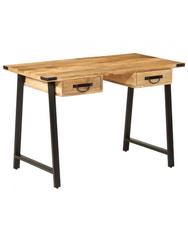 Scrivania con Cassetti 105x55x70 cm Legno Massello Mango Ferro