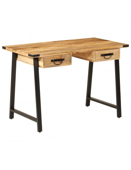 Scrivania con Cassetti 105x55x70 cm Legno Massello Mango Ferro