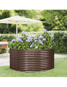 Letto Giardino Acciaio Verniciato Polvere 140x140x68cm Marrone