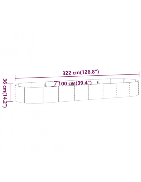 Letto Giardino Acciaio Verniciato Polvere 322x100x36 cm Marrone