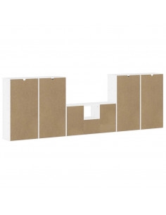 Mobile TV 5 pz con Contenitore ODDA Bianco in Legno di Pino