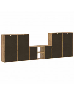 Mobile TV 5 pz con Contenitore ODDA in Legno Massello di Pino