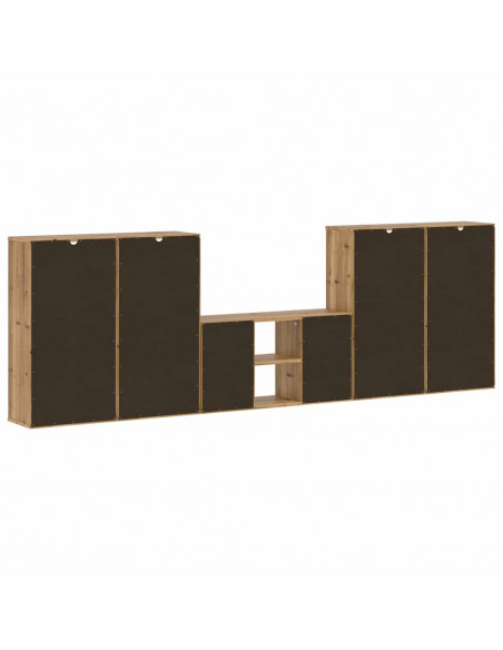 Mobile TV 5 pz con Contenitore ODDA in Legno Massello di Pino