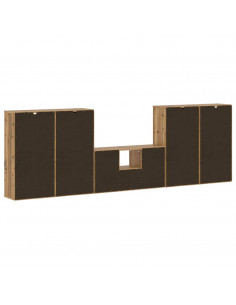 Mobile TV 5 pz con Contenitore ODDA in Legno Massello di Pino