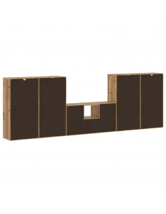 Mobile TV 5 pz con Contenitore ODDA in Legno Massello di Pino