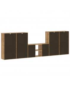 Mobile TV 5 pz con Contenitore ODDA in Legno Massello di Pino