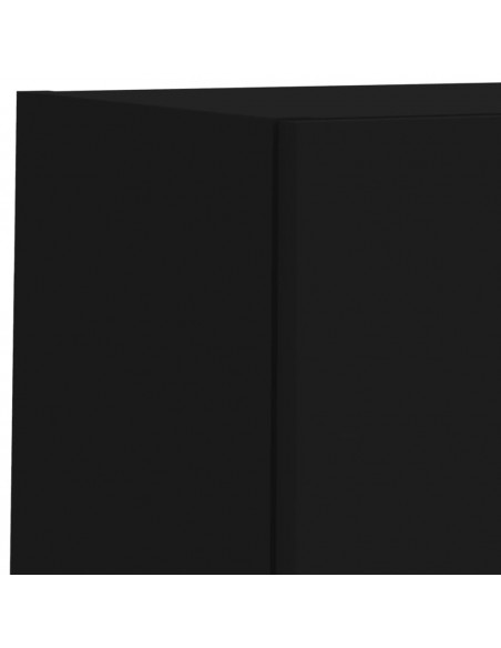 Mobili TV a Muro con LED 4pz Neri in Legno Multistrato