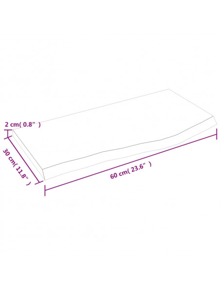 Piano Bagno Marrone Scuro 60x30x2 cm Legno Massello Trattato