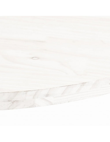 Piano Tavolo Bianco 60x30x2,5cm in Legno Massello di Pino Ovale