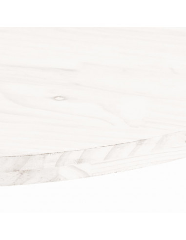 Piano Tavolo Bianco 70x35x2,5cm in Legno Massello di Pino Ovale