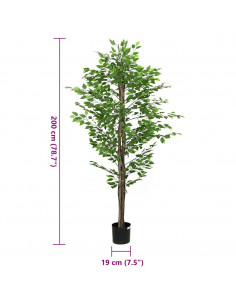 Pianta di Ficus Artificiale 1260 Foglie 200 cm Verde