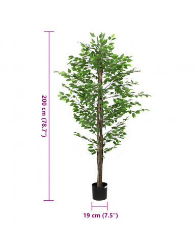 Pianta di Ficus Artificiale 1260 Foglie 200 cm Verde