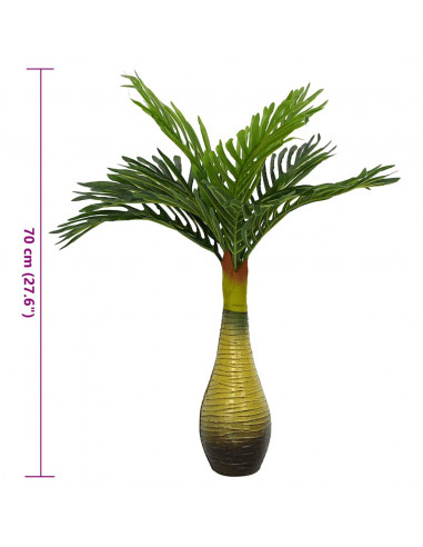 Pianta di Palma Artificiale 9 Foglie 70 cm Verde