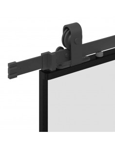 Porta Scorrevole con Ferramenta Nera 90x205 cm in Vetro ESG
