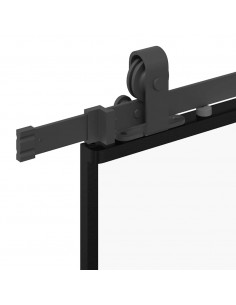Porta Scorrevole Set Ferramenta Nera 76x205 cm Vetro Temperato