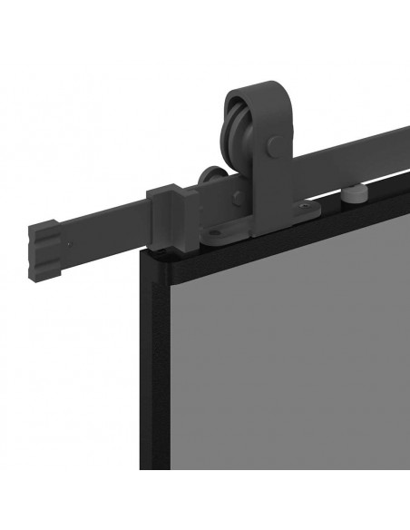 Porta Scorrevole Set Ferramenta Nera 76x205 cm Vetro Temperato