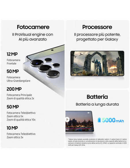 Samsung Galaxy S25 Ultra Smartphone AI, Display 6.9'' QHD+ Dynamic AMOLED 2X, Fotocamera 200MP, RAM 12GB, 1TB, 5.000 mAh, Titani
