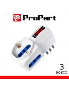 ProPart Adattatore 3pos bipasso/schuko spina10A salvaspazio + inter.