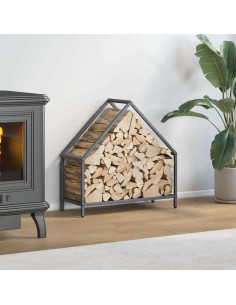 Rastrelliera per Legna da Ardere Antracite 60x25x60 cm