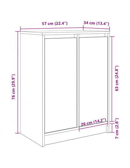 Scarpiera Bianca 57x34x76 cm in Legno Multistrato