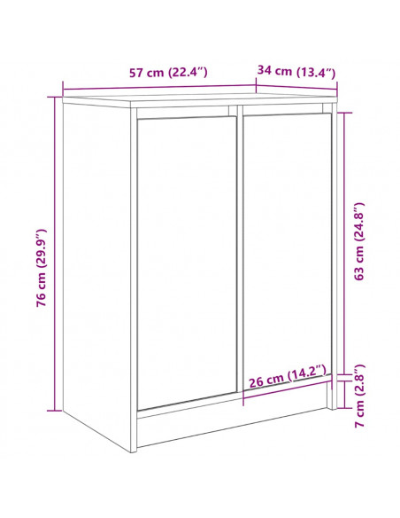 Scarpiera Rovere Artigianale 57x34x76 cm in Legno Multistrato