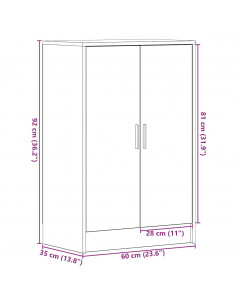 Scarpiera Rovere Rovere Nero 60x35x92 cm in Legno Multistrato