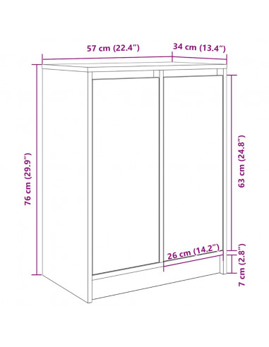 Scarpiera Rovere Sonoma 57x34x76 cm in Legno Multistrato