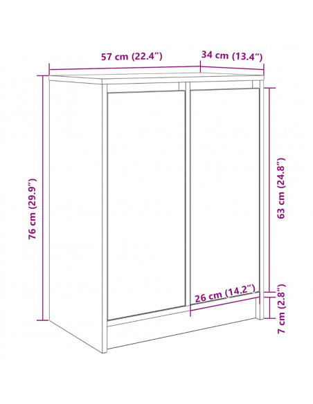 Scarpiera Rovere Sonoma 57x34x76 cm in Legno Multistrato