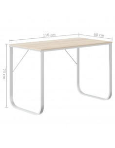 Scrivania Computer Bianca e Rovere 110x60x73 Legno Multistrato