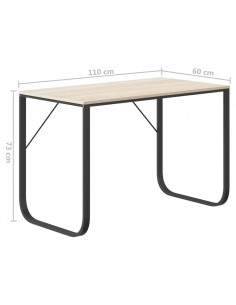Scrivania Computer Nera e Rovere 110x60x73 cm Legno Multistrato