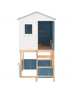 Set da Gioco da Esterno in Legno Massello di Abete Bianco e Blu