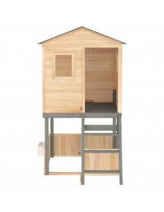 Set da Gioco da Esterno in Legno Massello di Abete Grigio Scuro