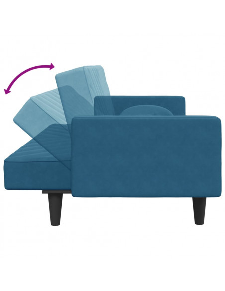 Set di Divani 2 pz con Cuscini Blu in Velluto