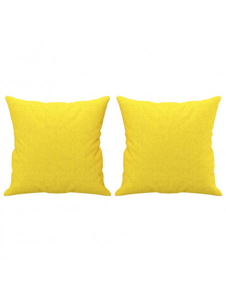 Set di Divani 2 pz con Cuscini Giallo Chiaro in Tessuto