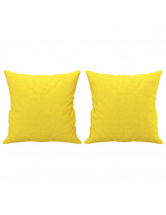 Set di Divani 2 pz con Cuscini Giallo Chiaro in Tessuto