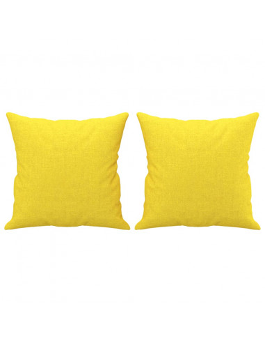 Set di Divani 2 pz con Cuscini Giallo Chiaro in Tessuto