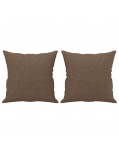 Set di Divani 2 pz con Cuscini Marrone in Tessuto