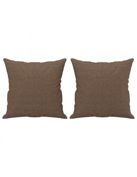 Set di Divani 2 pz con Cuscini Marrone in Tessuto